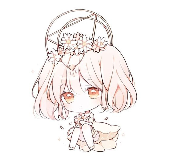 Ảnh anime chibi nhân vật nữ tóc vàng cầm quạt