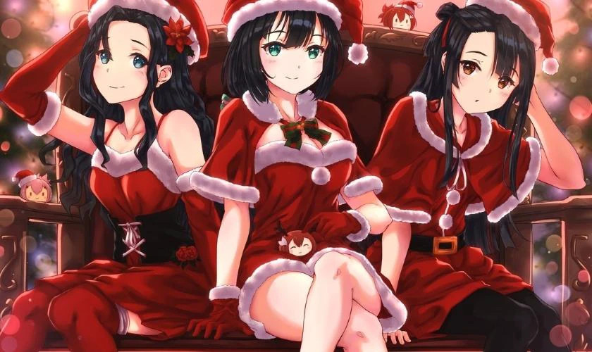 Ảnh anime chibi nữ sinh đón Giáng sinh