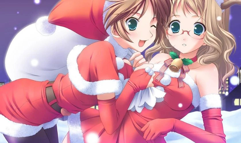 Ảnh anime chibi nữ thể hiện tình bạn đẹp nhất dịp Giáng sinh