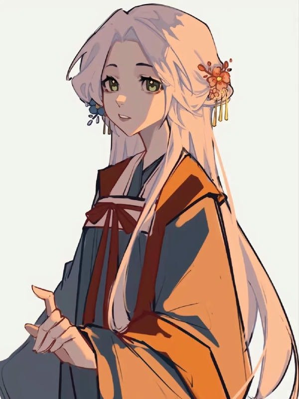 Ảnh anime cô gái cổ trang với mái tóc dài