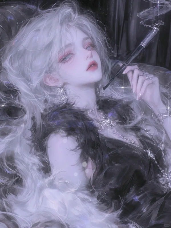 Ảnh anime cô gái tóc tím, nét mặt không biểu cảm