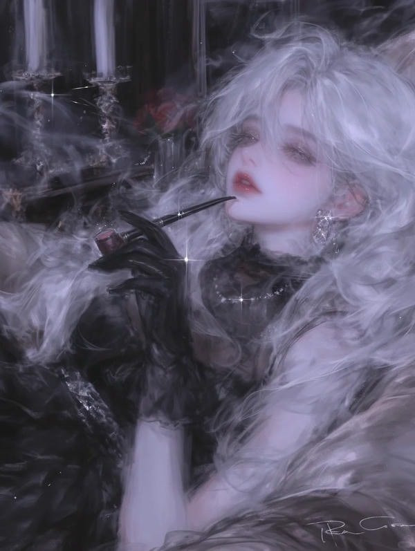 Ảnh anime cô gái tóc vàng đeo kính, vẻ mặt lạnh nhạt