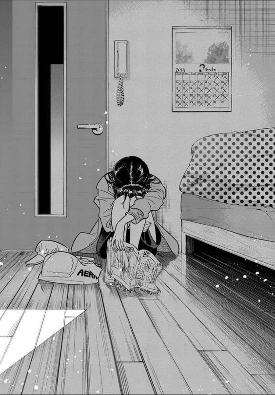 Tuyển Tập Ảnh Anime Đen Trắng Tuyệt Đẹp Ảnh anime đen trắng một mình cô đơn trong căn phòng trống