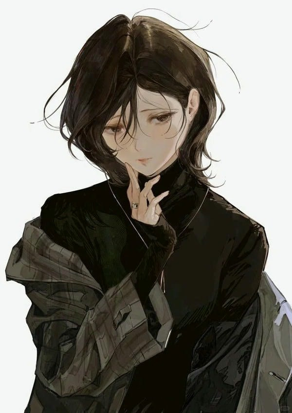 Ảnh anime girl đứng dưới gốc cây, biểu cảm cô đơn