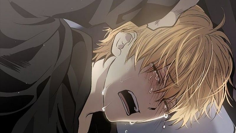 Ảnh anime nam buồn với phông nền đơn giản