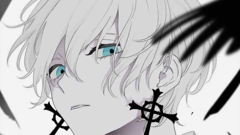 Ảnh anime nam đen trắng tập trung vào biểu cảm