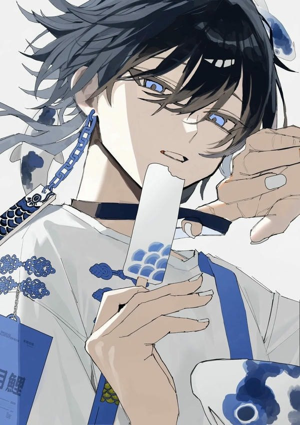 Ảnh anime nam ngầu với chiếc áo khoác dài và vẻ ngoài lạnh lùng