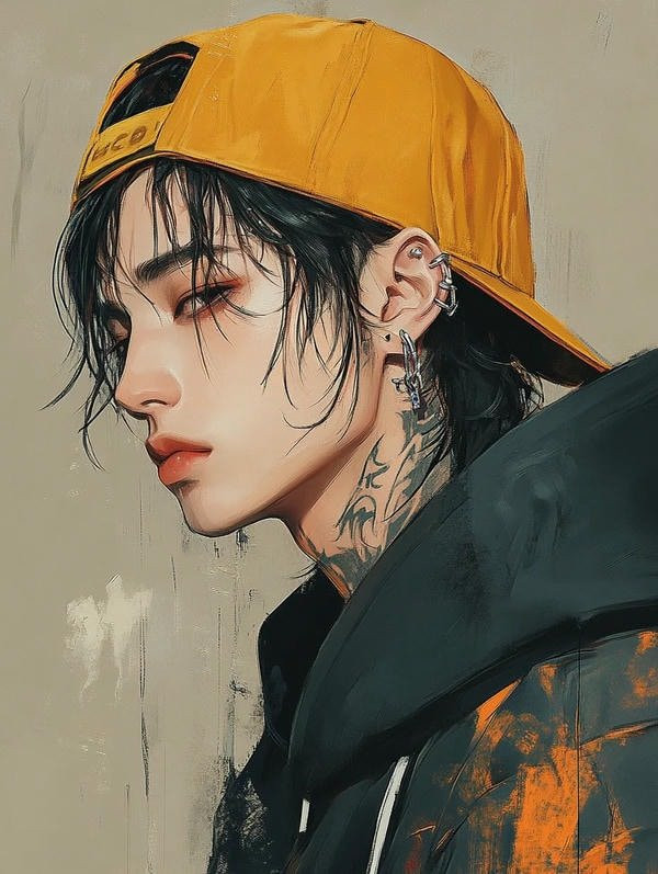 Ảnh anime nam ngầu với mái tóc bạch kim và trang phục sành điệu