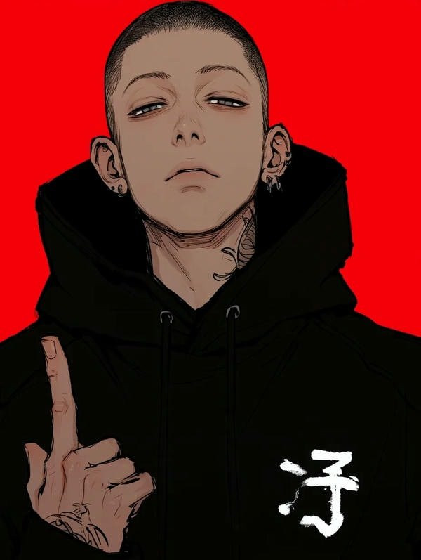 Ảnh anime nam ngầu với trang phục học sinh và vẻ ngoài trầm tư