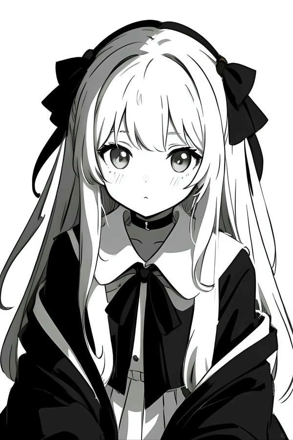 Ảnh anime nữ B&amp;W với chi tiết mắt kính