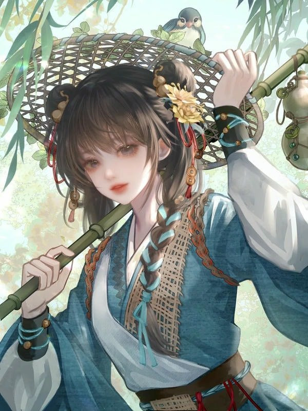 Ảnh anime nữ cổ trang với trang phục phức tạp