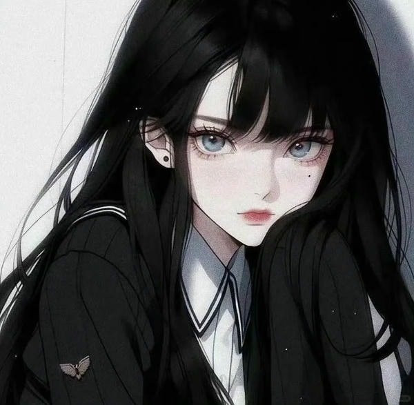 Ảnh anime nữ đeo tai nghe, ánh mắt lạnh lùng