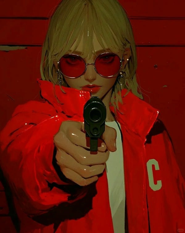 Ảnh anime nữ ngầu cầm súng thể hiện sức mạnh