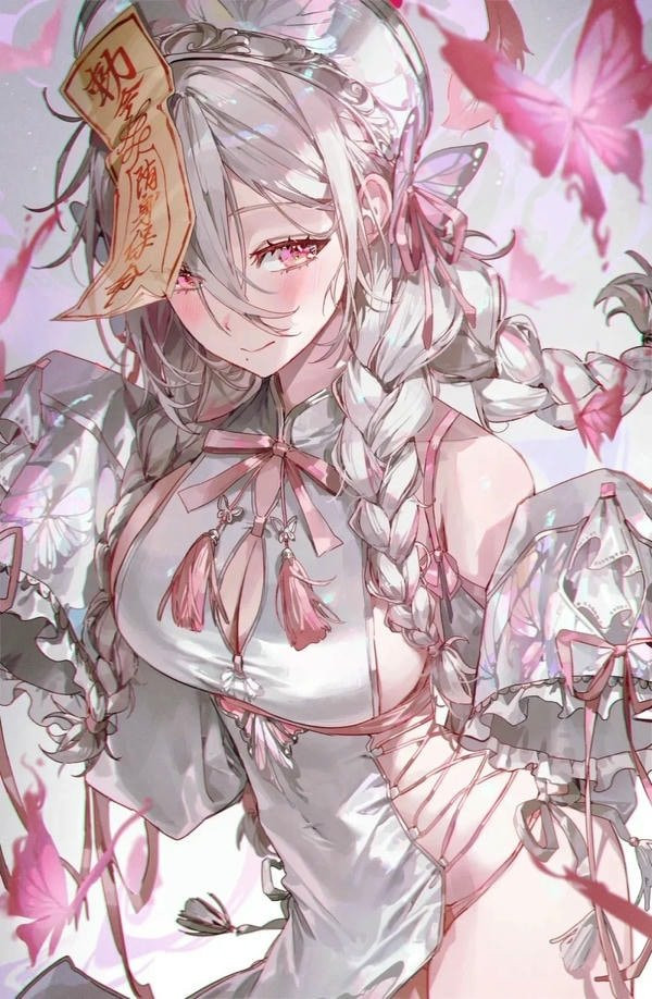 Ảnh anime nữ tóc hồng với đôi cánh dơi