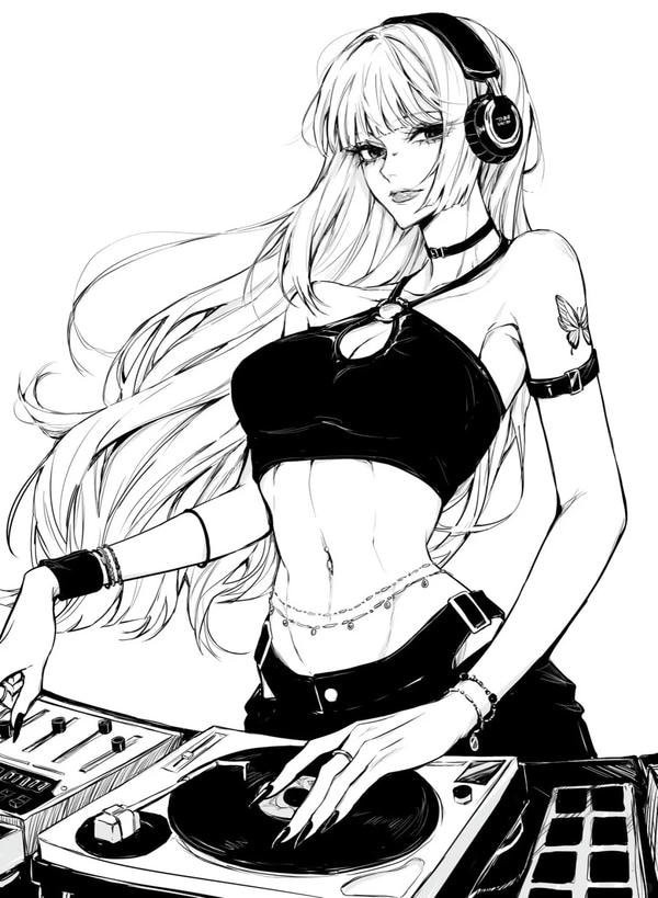 Ảnh anime nữ tóc tím dài trong bộ váy ngủ