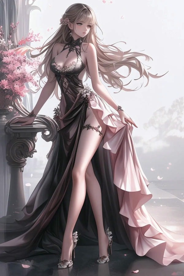 Ảnh anime nữ tóc trắng với trang phục fantasy