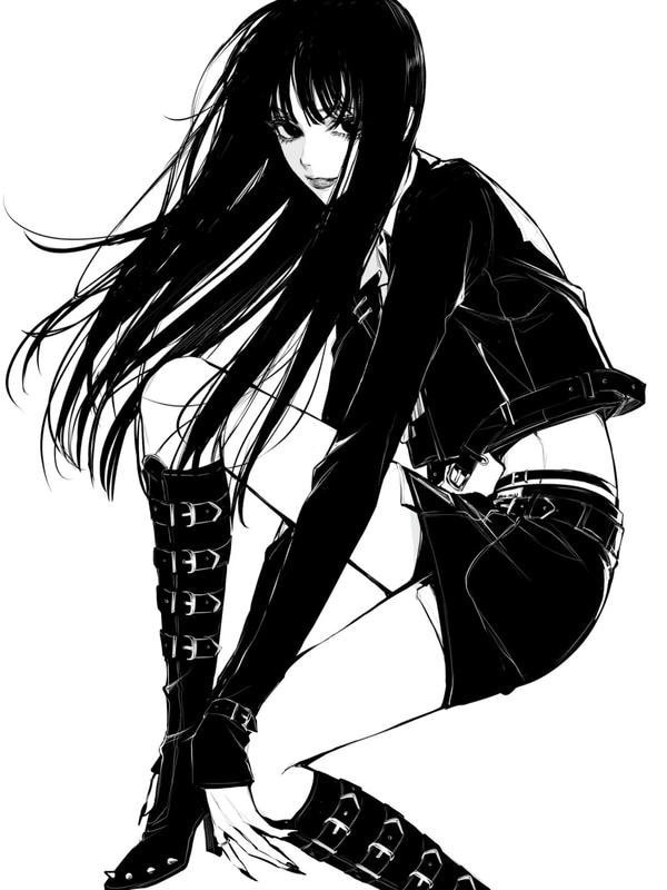 Ảnh anime nữ trắng đen thể hiện vẻ lạnh lùng, bí ẩn