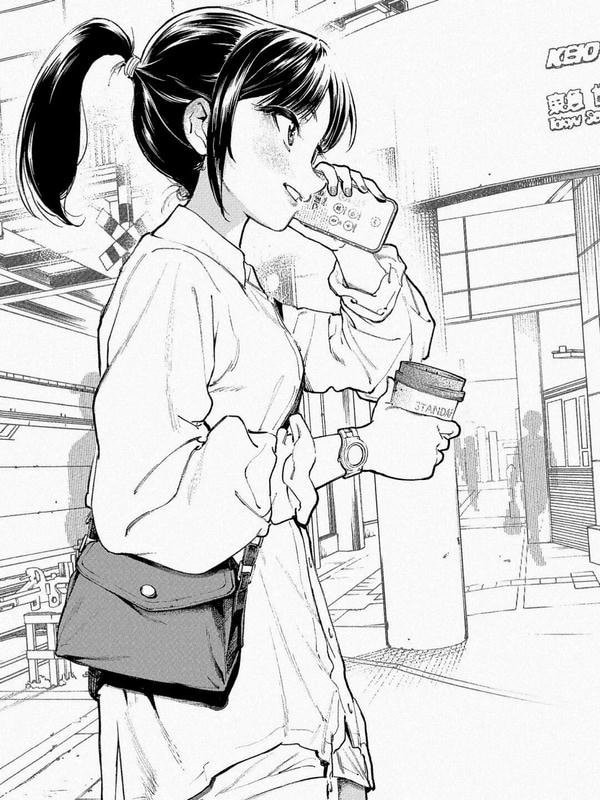 Ảnh anime nữ trắng đen với chi tiết tóc và ánh sáng tinh tế