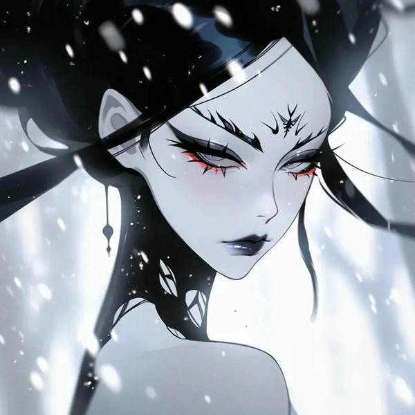 Ảnh anime nữ với tóc búi cao, biểu cảm nghiêm túc