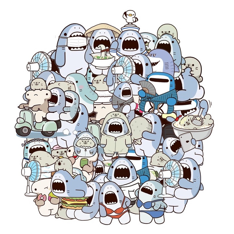 Ảnh bộ sưu tập cá mập chibi với nhiều biểu cảm cảm xúc khác nhau