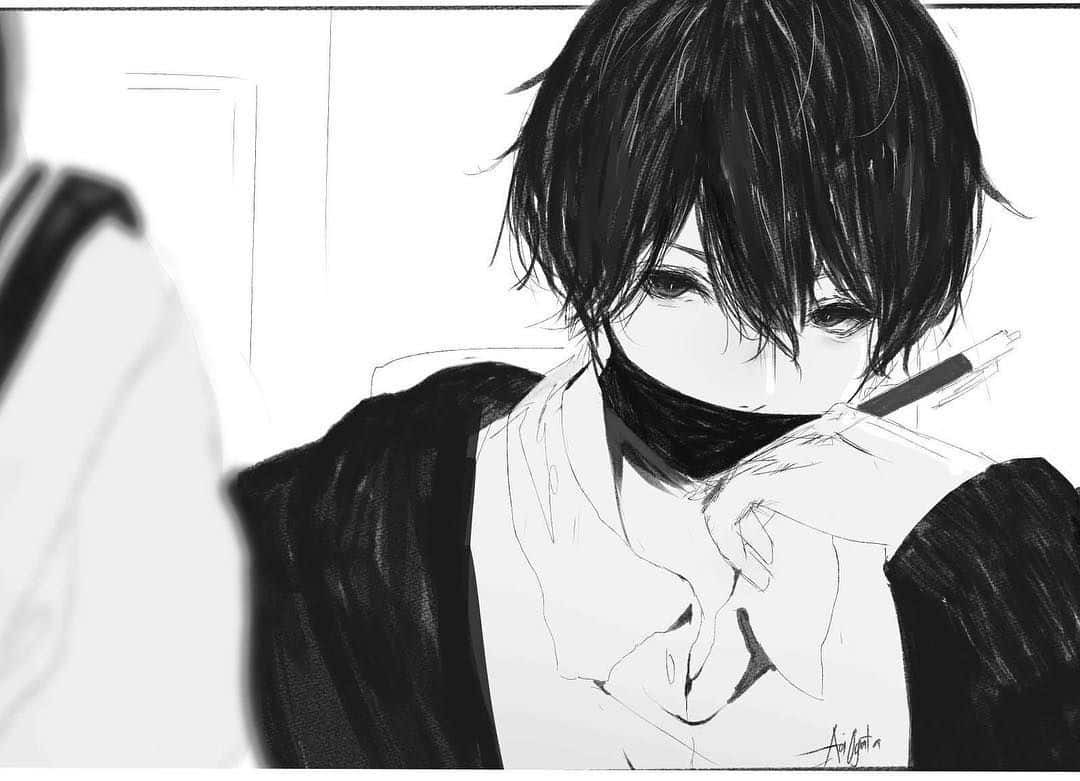 Tuyển Tập Ảnh Anime Đen Trắng Tuyệt Đẹp Ảnh boy anime đen trắng bí ẩn
