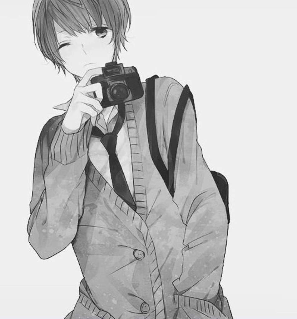 Tuyển Tập Ảnh Anime Đen Trắng Tuyệt Đẹp Ảnh boy anime đen trắng cute với máy ảnh