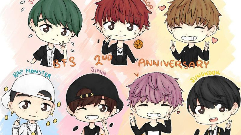 Ảnh BTS anime minh họa các thành viên