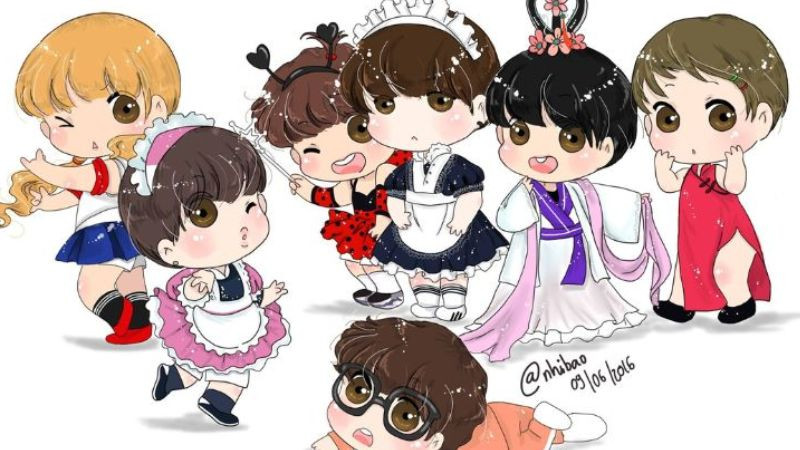 Ảnh BTS Chibi ngộ nghĩnh đầy màu sắc