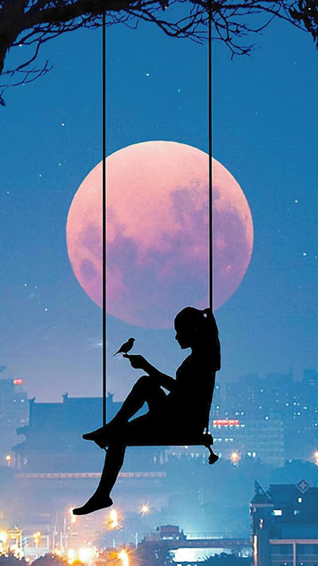 Ảnh buồn hoạt hình 3D cô đơn nhìn ra ngoài cửa sổ