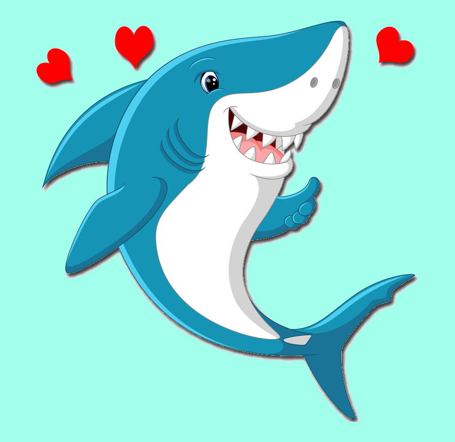 Ảnh cá mập chibi màu hồng đang thả tim