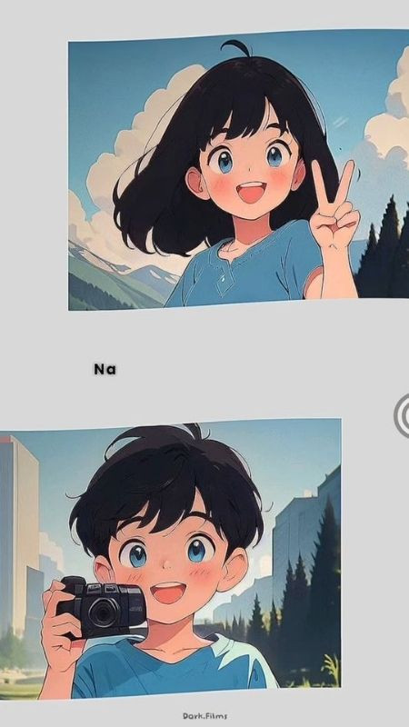 Ảnh cặp đôi hoạt hình chibi dễ thương và ngây thơ trong tình yêu