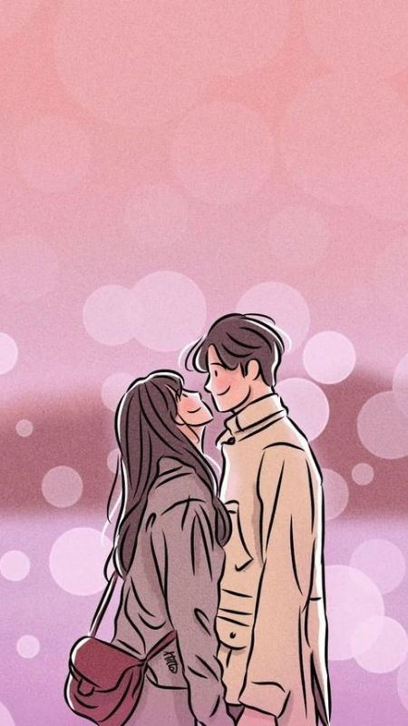 Ảnh cặp đôi hoạt hình với khoảnh khắc lãng mạn