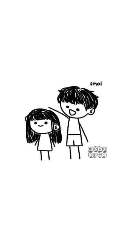 Ảnh cặp đôi vẽ hoạt hình đơn giản và độc đáo