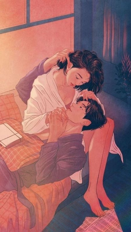 Ảnh cặp đôi vẽ lãng mạn và quyến rũ