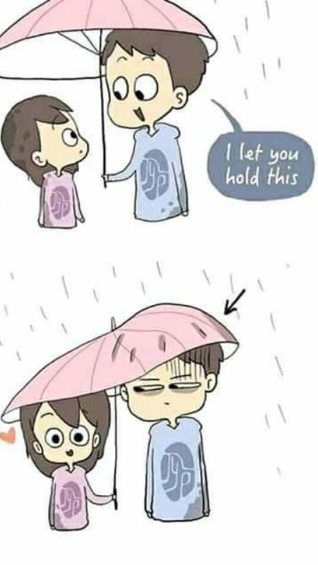 Ảnh cặp đôi với cảnh che ô hài hước