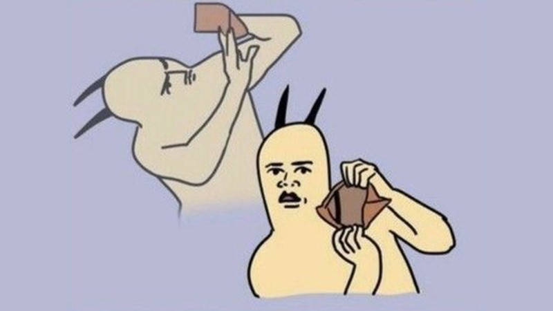 Ảnh chế hoạt hình mô tả cảm giác 'ví rỗng'