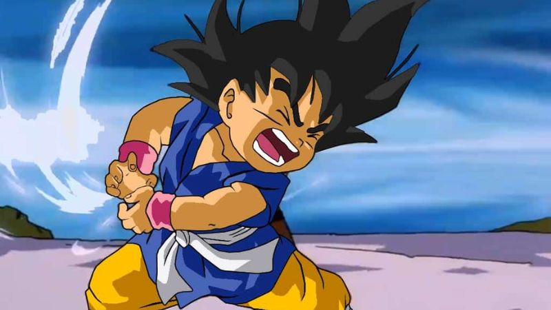 Ảnh chibi Songoku đang cầm quả bóng năng lượng