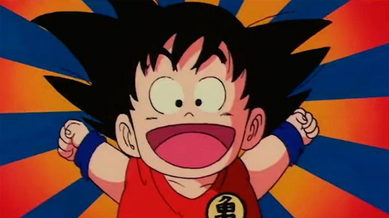 Ảnh chibi Songoku đứng tạo dáng khoe cơ bắp