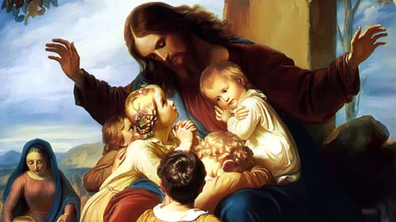 Ảnh Chúa Giêsu nói chuyện với trẻ