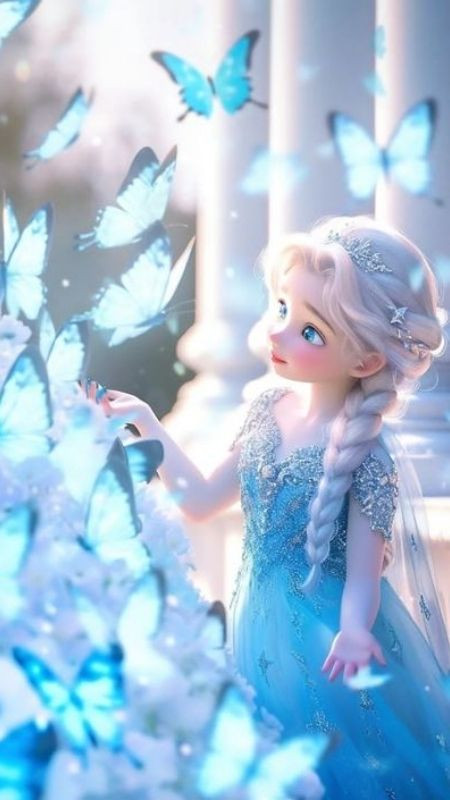 Ảnh công chúa băng giá nô đùa cùng đàn bướm