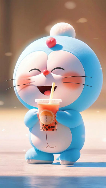 Ảnh Doremon cute chibi đang ngồi