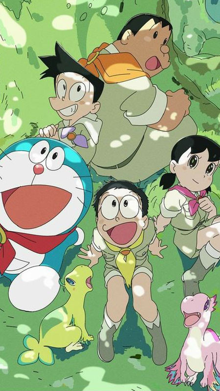 Ảnh Doremon cute và Nobita đang ăn