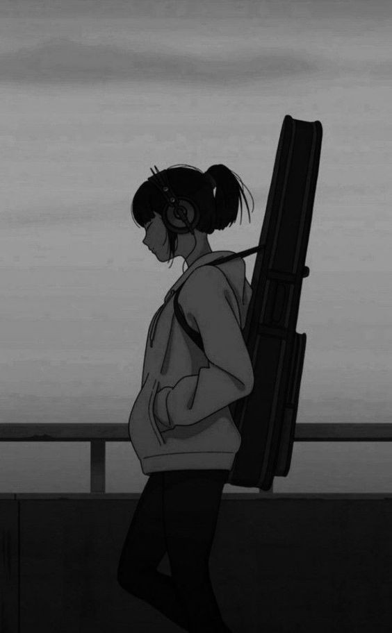 Tuyển Tập Ảnh Anime Đen Trắng Tuyệt Đẹp Ảnh hình ảnh anime đen trắng cô đơn một mình bước đi