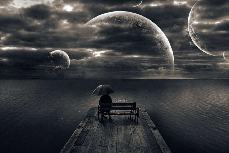 Ảnh hoạt hình buồn 4K về nhân vật nhìn ra cửa sổ dưới mưa