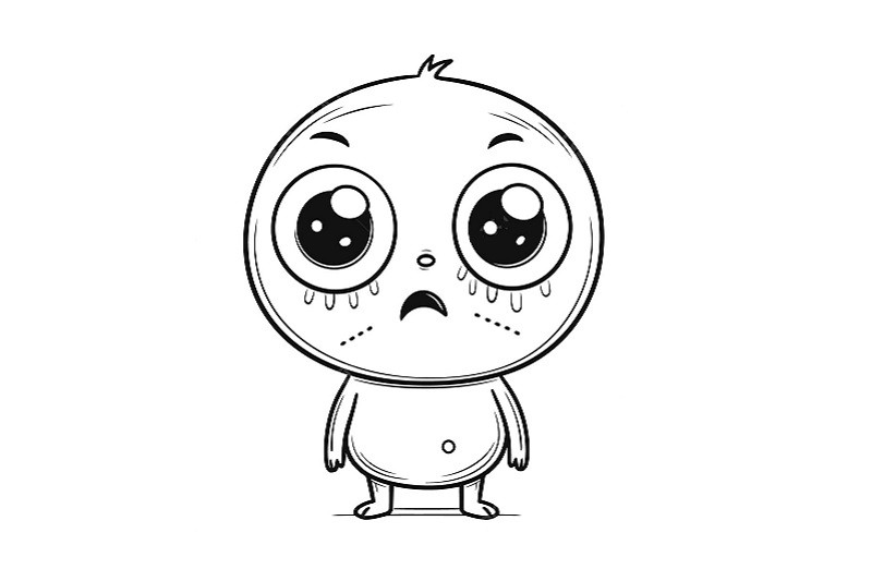 Ảnh hoạt hình buồn cute về nhân vật ngồi co ro một mình