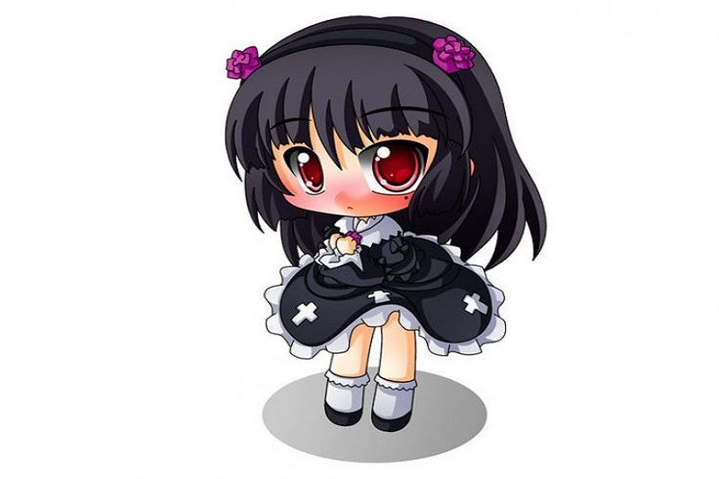 Ảnh hoạt hình buồn dễ thương về nhân vật đứng một mình dưới tán cây