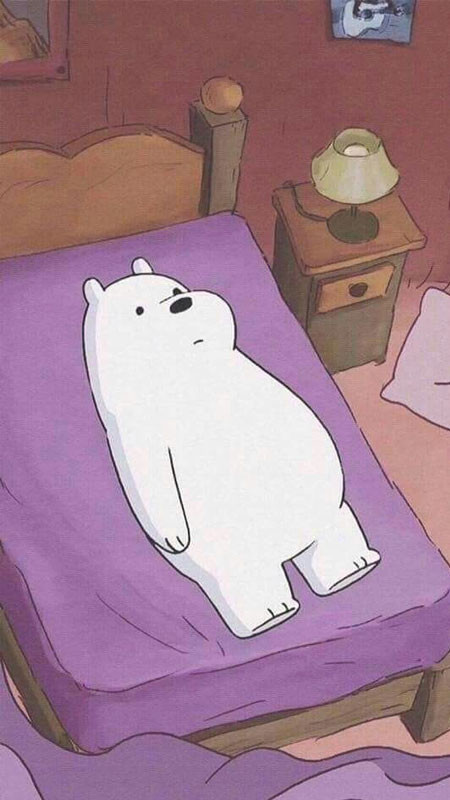 Ảnh hoạt hình buồn Gấu Trắng Ice Bear ngồi co ro