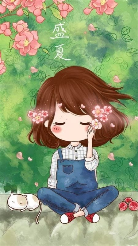 ảnh hoạt hình Chibi cô gái thả hồn cùng thiên nhiên