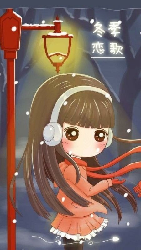 ảnh hoạt hình Chibi cô nàng trầm tính và khung cảnh đêm