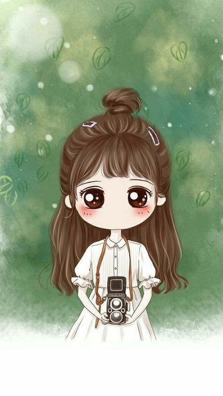 ảnh hoạt hình Chibi cô nàng và chiếc máy chụp hình